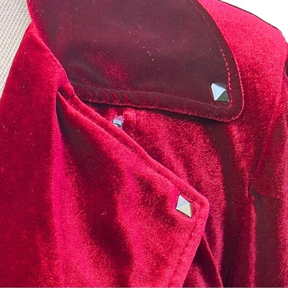Bagatelle [NWT] Burgundy Wine Velvet-like Moto Jacket - Size Large - Picture 9 of 14